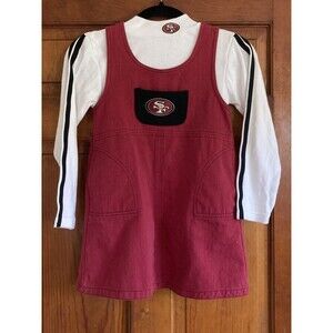 San Francisco 49ers Girls 6X Red Jumper & White Long Sleeve Shirt Football VTG